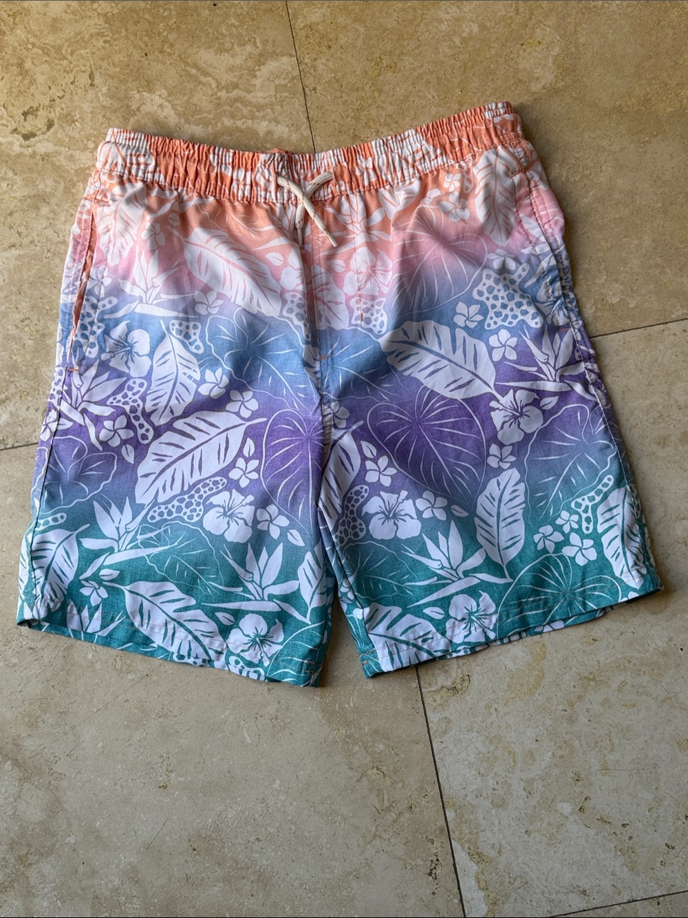 Biy’s Gradient Tropical Swim Hybrid Shorts - Multi/Coral Teal